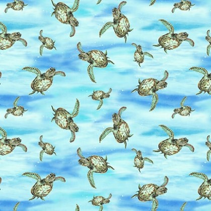 Henry Glass - Turtle March - Small Turtles, Sky Blue