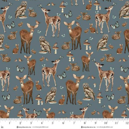 Henry Glass - Whimsical Woods - Allover Animals, Dark Blue