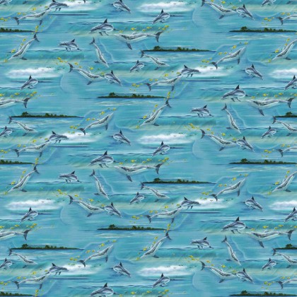 Henry Glass - Window to Paradise - Dolphins, Ocean Blue