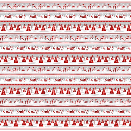 Henry Glass - Winter Rendezvous Flannel - Border Stripe, Red/Gray