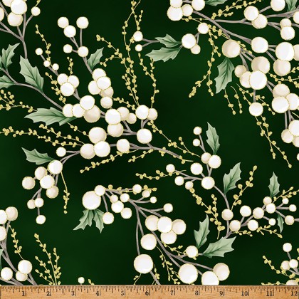 Hoffman California - Christmas Wish - White Berries, Forest/Gold