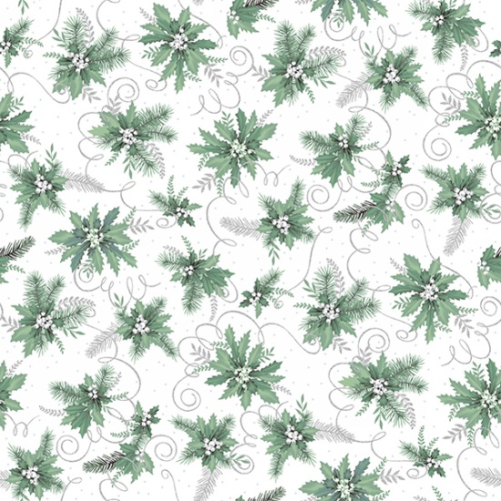 Hoffman California - Frosted Flight - Green Holly, Silver/White