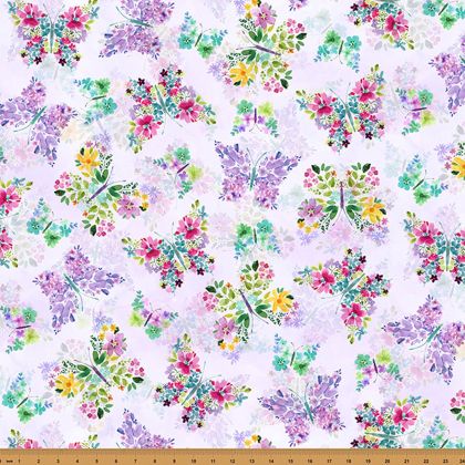 Hoffman California - Secret Garden Tea Co. Flowered Butterflies, Lilac