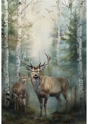 Hoffman California - Stag and Stone - 34' Deer Panel, Forest