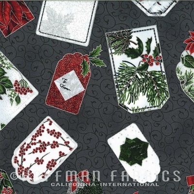 Hoffman California - Warm Wishes - Gift Tags, Charcoal/Silver