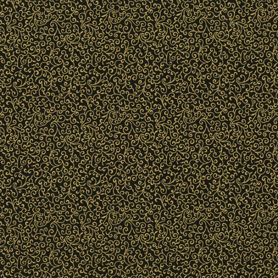 Hoffman California - Winter Blossom - Swirls, Black/Gold
