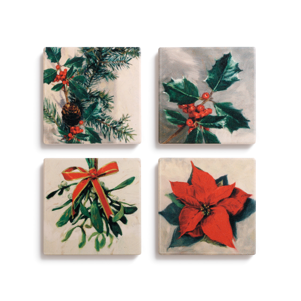 Holiday Greenery Coasters (Set of 4) Asst.