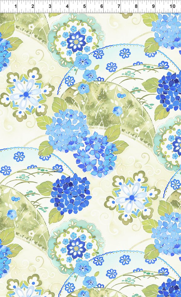 In The Beginning -  Ajisai - Hydrangea Collage, Blue