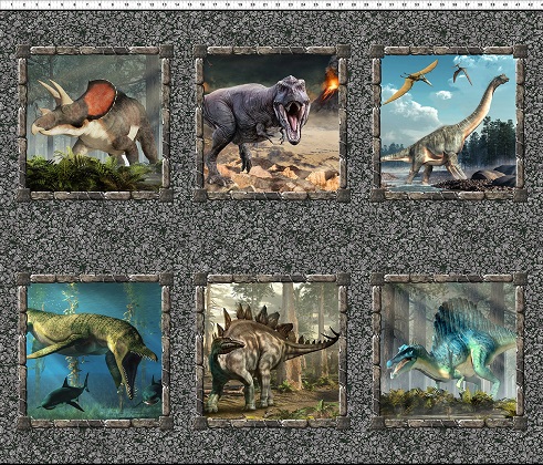 In The Beginning - Jurassic - Small Block Dinosaur Panel, Multi