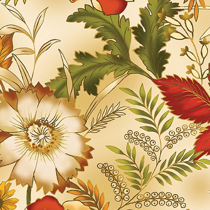 Kanvas Studio - Autumn Comfort Flannel - Autumn Bouquet, Cream