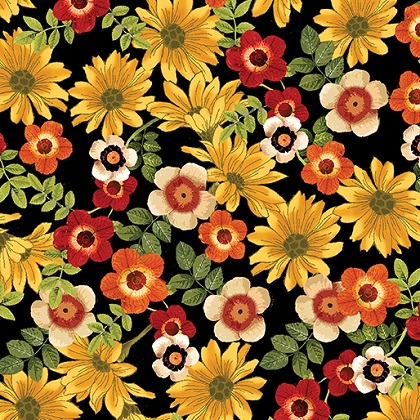 Kanvas Studio - Autumn Comfort Flannel - Floral Garden, Black