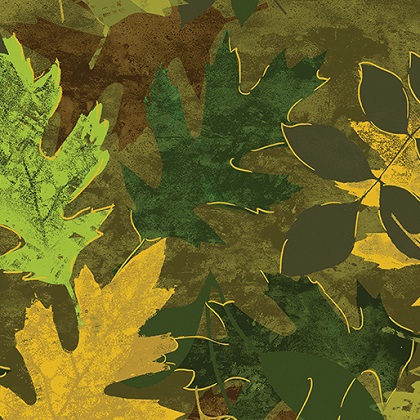 Kanvas Studio - Autumn Comfort Flannel - Leafy Splender, Olive/Green
