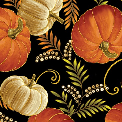 Kanvas Studio - Autumn Comfort Flannel - Pumpkin Harvest, Black