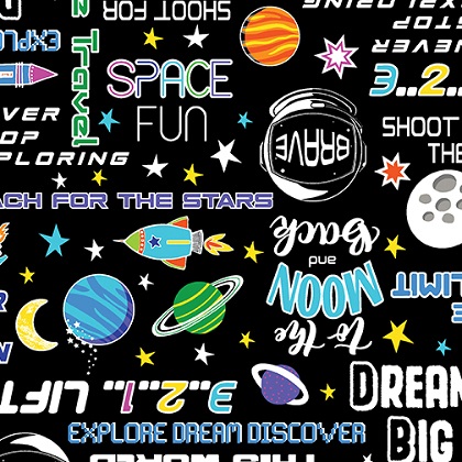 Kanvas Studio - Lift Off - (Glow in The Dark) - Space Words, Black