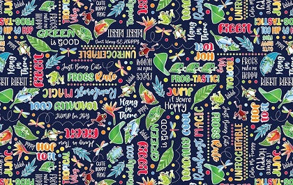 Kanvas Studio - Rainforest Glow - Frog-Tastic Words, Navy