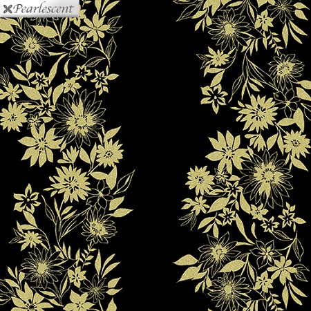 Kanvas Studio - Shimmer & Shine - Shimmery Gold Flower Stripe, Black