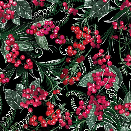 Kanvas Studio - Winterberry Floral - Glistening Berries, Black