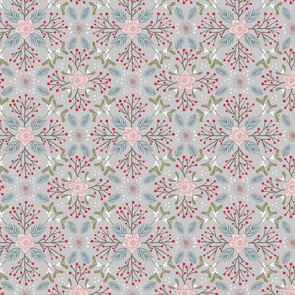 Lewis & Irene - Winter in Bluebell Wood Flannel - Winter Floral, Grey