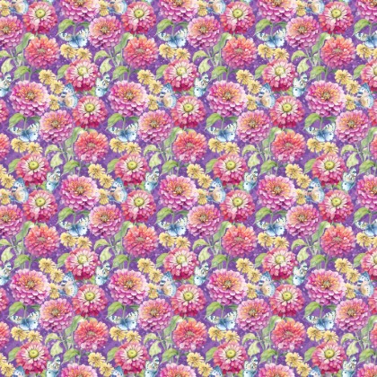 Lumin Fabrics - Flight of Fancy - Flowers & Butterflies, Purple
