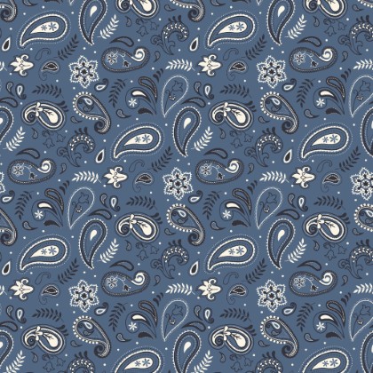 Lumin Fabrics - Stripes and Stars - Paisley, Blue