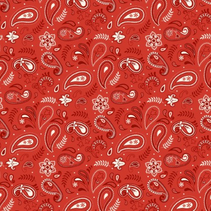 Lumin Fabrics - Stripes and Stars - Paisley, Red