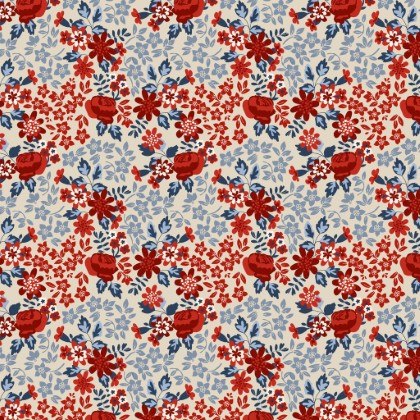 Lumin Fabrics - Stripes and Stars - Rose Floral, Antique Multi