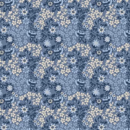 Lumin Fabrics - Stripes and Stars - Rose Floral, Blue Tonal