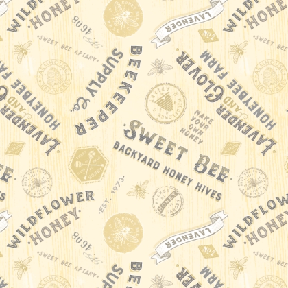 Lumin Fabrics - Sweet Honey Bee - Titles & Labels, Yellow