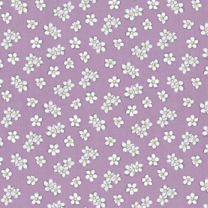 Lumin Fabrics - Sweet Honey Bee - White Floral Toss, Purple