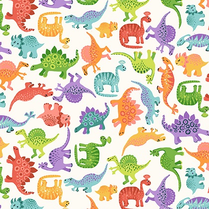 Makower - Dino Friends - Fitted Scatter, Cream