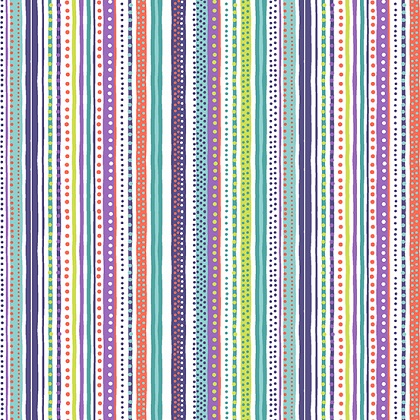 Makower - Dino Friends - Loose Stripe, Purple