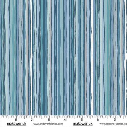 Makower - Foxwood - Ripple Stripe, Blue