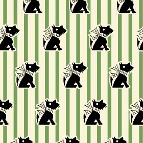 Marcus Fabric - Aunt Grace In a Pickle - Dogs On Stripes, Green