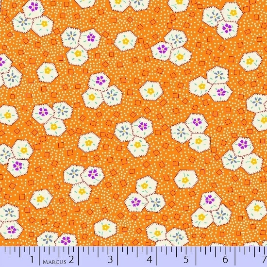 Marcus Fabrics - Aunt Grace - Hexagons, Orange