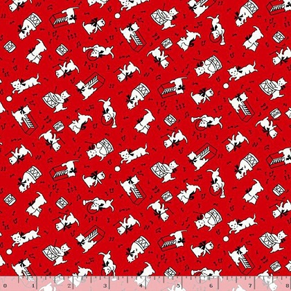 Marcus Fabrics - Aunt Grace Goes Bold - Cats, Red