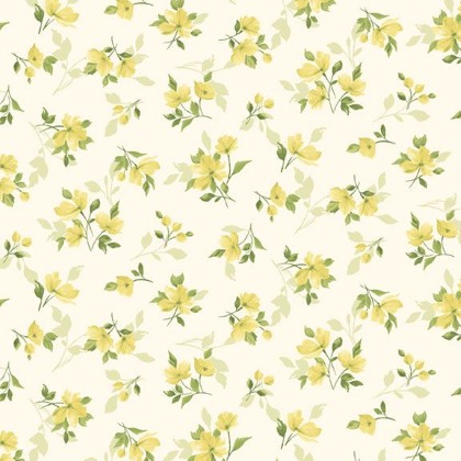 Marcus Fabrics - Buttercup & Blues - Tossed Floral, Yellow