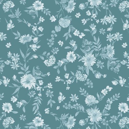 Marcus Fabrics - Buttercup & Blues - Viney Floral, Blue