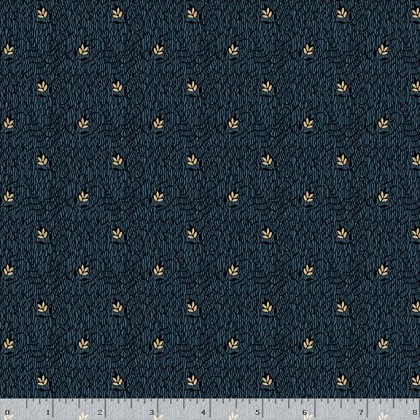 Marcus Fabrics - Canton Quilting Circle - Floating Leaves, Navy