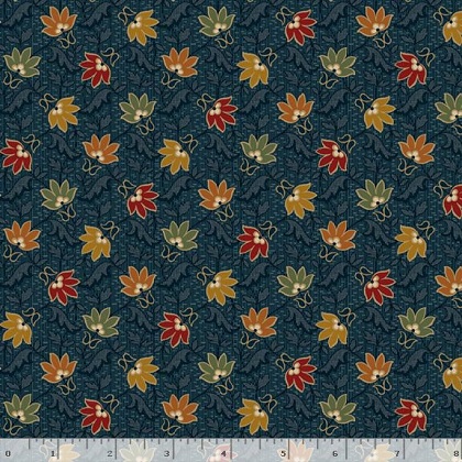 Marcus Fabrics - Canton Quilting Circle - Graphic Flowers, Navy
