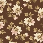 Marcus Fabrics - Chalk & Timber - Flowers, Dark Brown