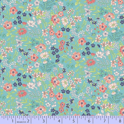 Marcus Fabrics - Collectable Calicos - June, Teal
