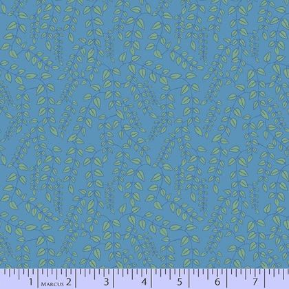 Marcus Fabrics - Dance at Dusk - Leafy Vine, Blue