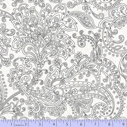 Marcus Fabrics - Domino Duo - Paisley, White