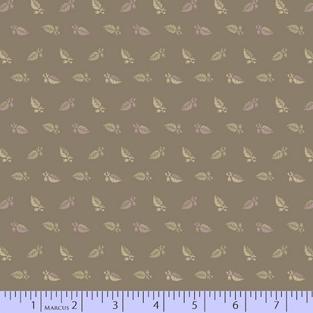 Marcus Fabrics - Drywall Prints - Small Lilac Leaf, Light Taupe