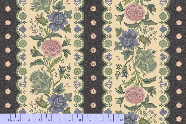 Marcus Fabrics - For Rosa - Floral Stripe, Cream