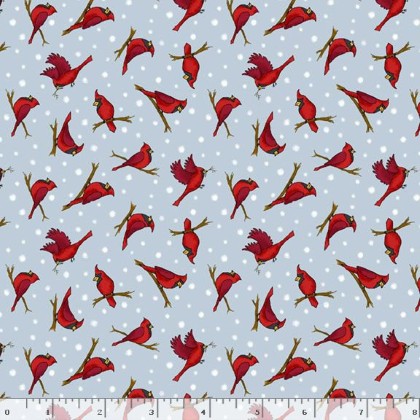 Marcus Fabrics - Friends & Flakes - Cardinal, Sky