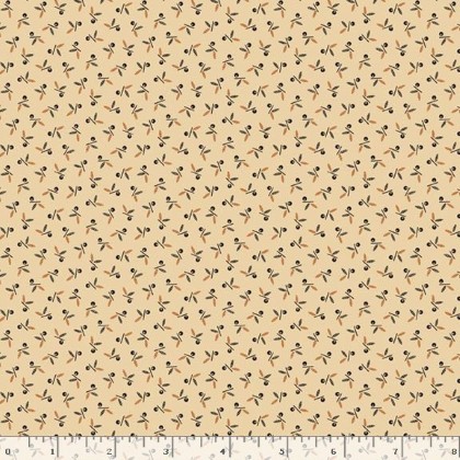 Marcus Fabrics - Midnight Cheddar - Dot Leaf, Cream