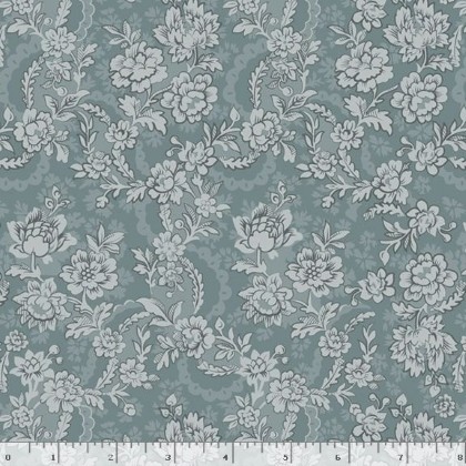 Marcus Fabrics - Moon Washed - Swirly Flowers, Blue