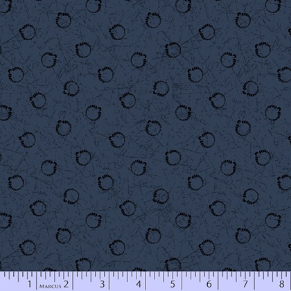 Marcus Fabrics - Primitive Traditions - Dashed Circles, Blue