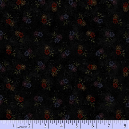 Marcus Fabrics - Primitive Traditions - Flowers, Black